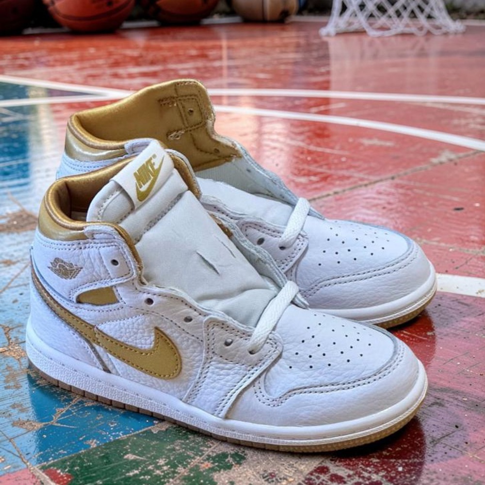 Jordan 1 Retro High TD White Metallic Gold Toddler 10C Sneakers BNIB Nike